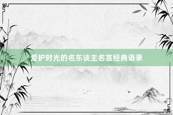 爱护时光的名东谈主名言经典语录